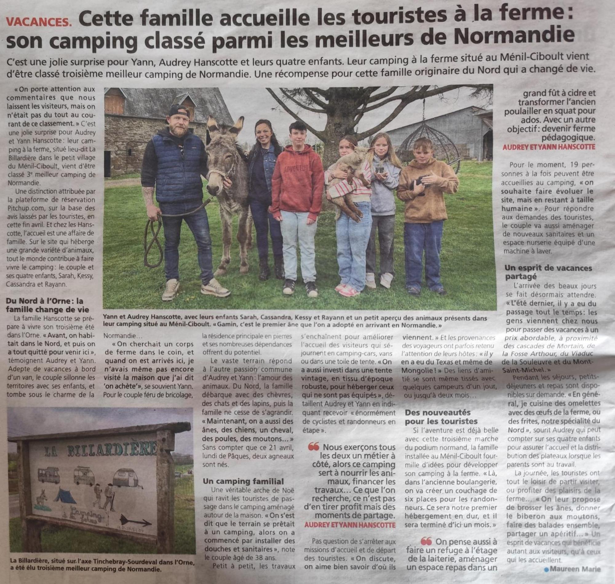 La Billardiere Camping A La Ferme Le Menil-Ciboult Exterior photo
